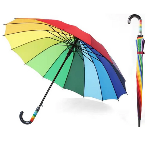 Large 16 Ribs Long Rainbow Umbrella