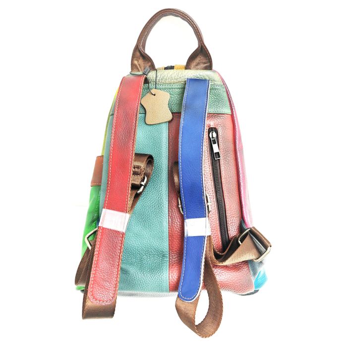 Cowhide Real Leather Medium Retro Patchwork Backpack