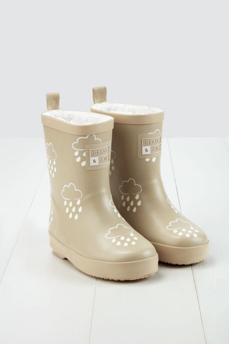 Stone Colour-Changing Kids Wellies with Teddy Fleece Lining