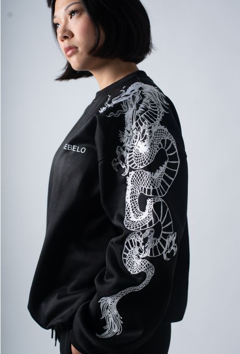 Unisex Dragon Embroidered Sweatshirt