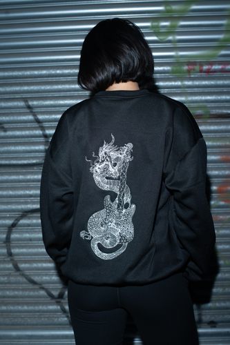 Unisex Guitar Dragon Embroidered Sweatshirt