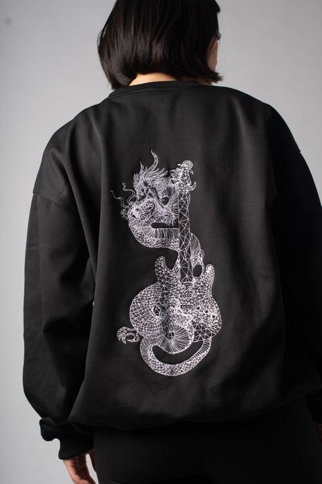 Unisex Guitar Dragon Embroidered Sweatshirt