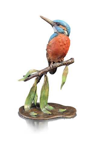 Kingfisher with Willow - Fine Bronze Sculpture