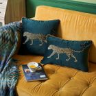 Velvet cushions with leopard embroidery