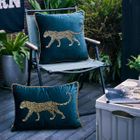 Velvet cushions with leopard embroidery