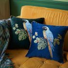 Velvet cushions with parrot embroidery