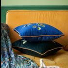 Velvet cushions with parrot embroidery
