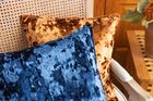 Set of velvet cushions with embroidery and crushed pattern
