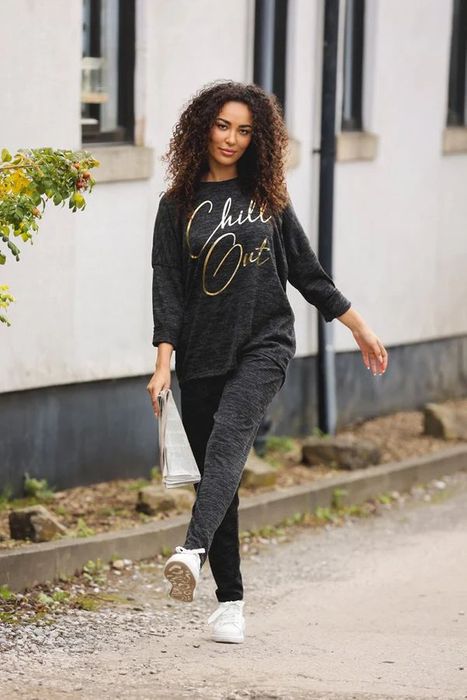 Gold Foil 'Chill Out' Slogan Loungewear Set