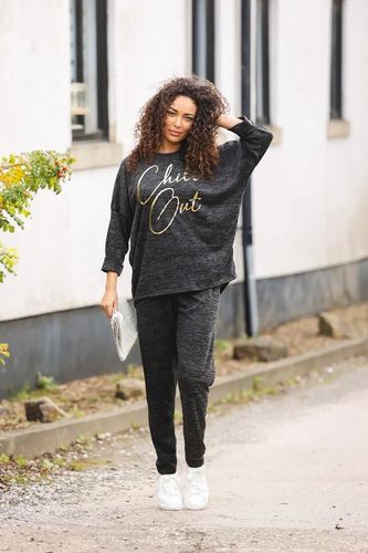 Gold Foil 'Chill Out' Slogan Loungewear Set