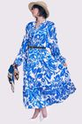Abstract Tie Dye Print Button Up Tiered Dress