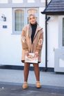 Drawstring Waist Knit 'Love' Sleeve Hooded Jacket