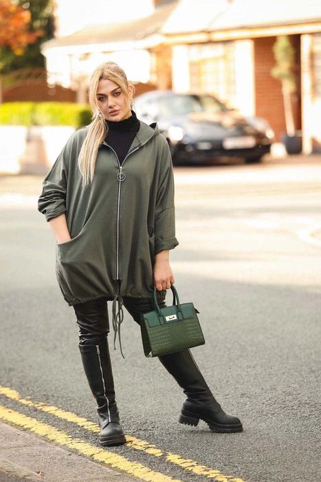 Drawstring Hem Zip-up Hooded Jacket