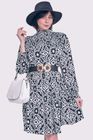 Aztec Print Shirred Neck Dress