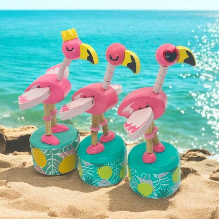 Wooden Flapping Flamingo Press-Up