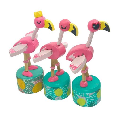Wooden Flapping Flamingo Press-Up