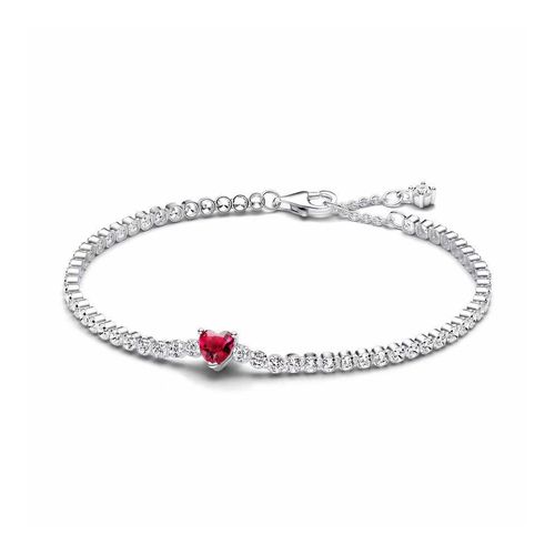 Crystal Red Heart Bracelet in Silver