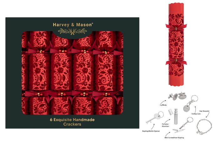 Exquisite Red Flock Crackers 13.5