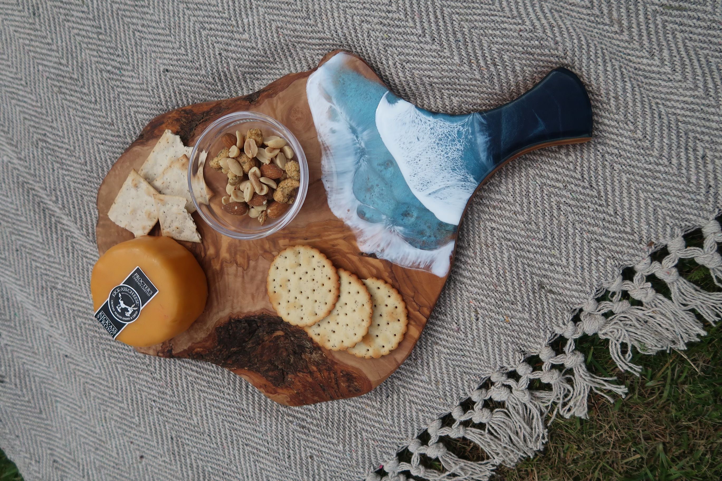 Olive wood and resin serving board