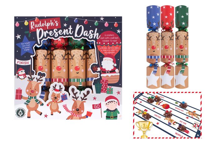 6 Racing Reindeer Crackers 12