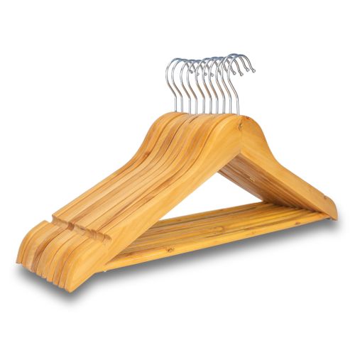 KARAN IMPEX Wooden Coat Hangers - 20 Pack Premium Trouser Bar & Shoulder Notches