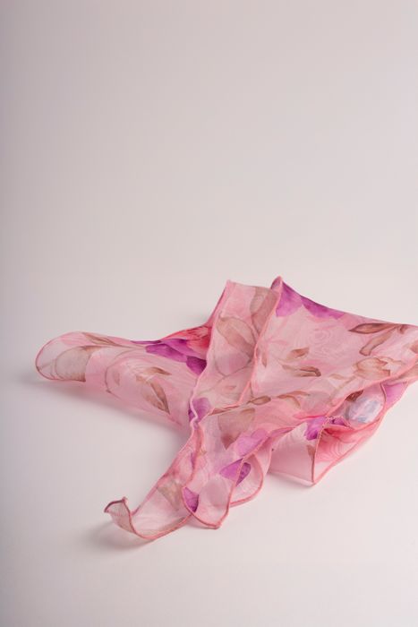 Hibiscus Neckerchief Scarf, 100% Pure Silk Organza