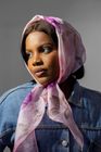 Hibiscus Neckerchief Scarf, 100% Pure Silk Organza