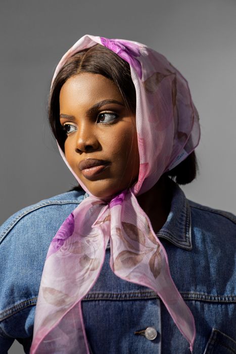 Hibiscus Neckerchief Scarf, 100% Pure Silk Organza