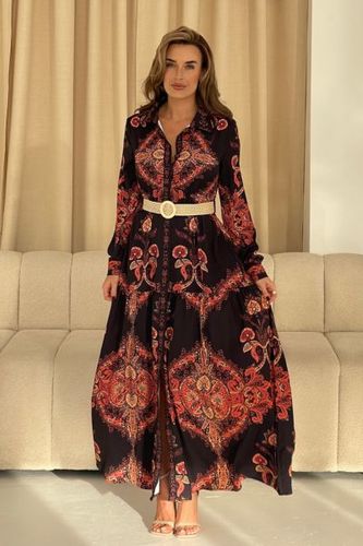 Bowie Tiered Maxi Shirt Dress In Black