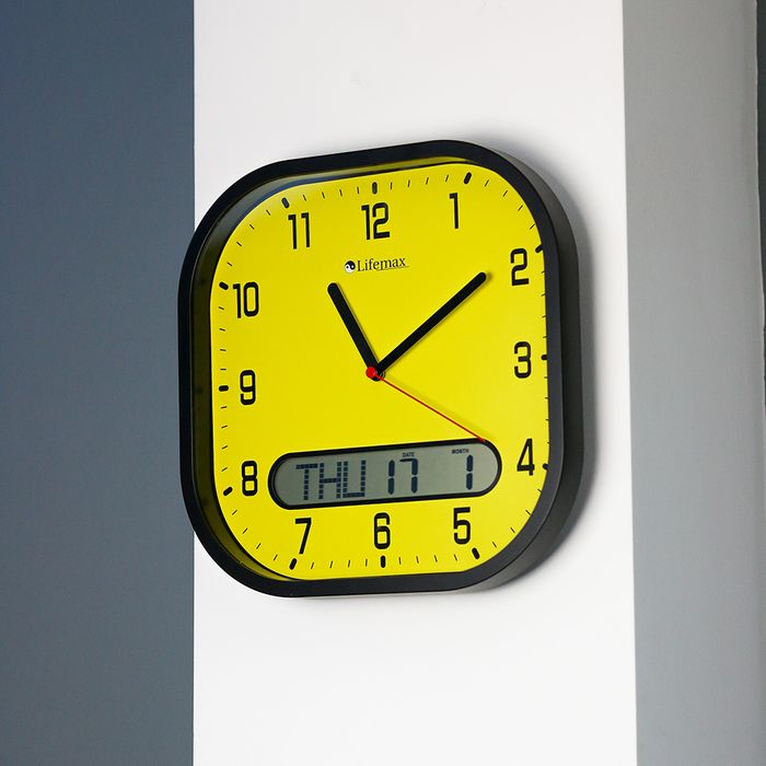 Clear Time Day Date Wall Clock by Lifemax, Easy to Read LCD Display Day-Date Clock, Shows Day, Date, Month in UK format, Ideal for Dementia & Seniors