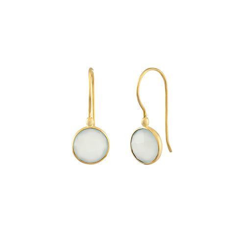 Aqua Chalcedony Gem Hook Earring