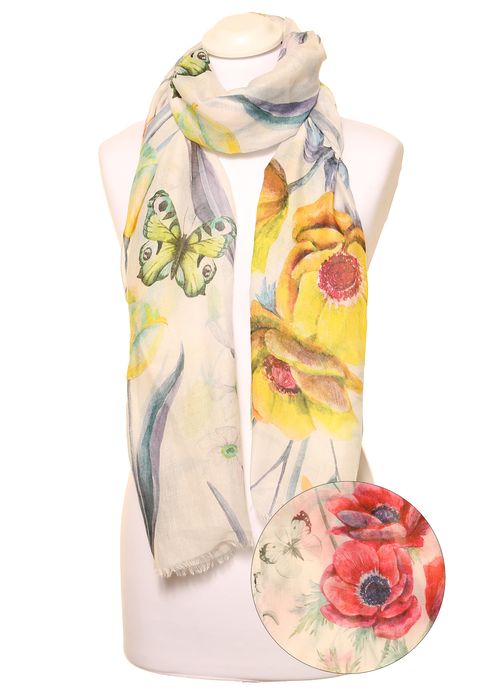LS186 -PK12 LADIES LIGHT WEIGHT FLOWER PRINT SCARF