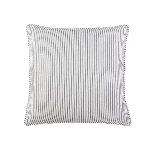 Ticking Stripe 1 Dark Grey Large Piped Cushion