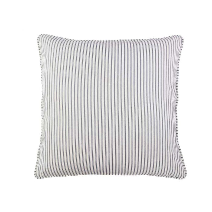 Ticking Stripe 1 Dark Grey Large Piped Cushion