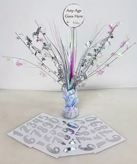 White & Silver Personalised Table Centre