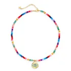 Multicoloured Natural Stones & Embellished Coin Charm Evil Eye Pendant Regular price