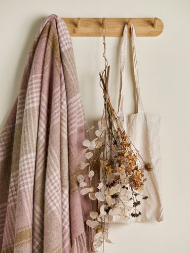 Classic Check - Pink/Camel British Wool Throw