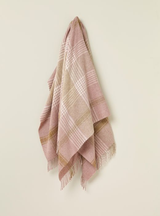 Classic Check - Pink/Camel British Wool Throw
