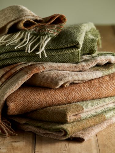 Green & Terracotta British Wool Throws