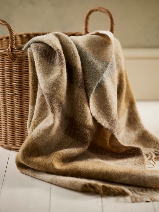 Contemporary Check - Natural British Wool Throw