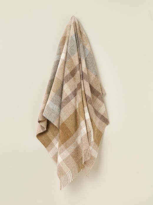 Contemporary Check - Natural British Wool Throw
