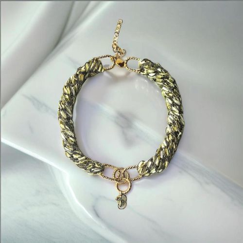 LUNA CHAMPAGNE FABRIC NECKLACE -HANDMADE IN LONDON