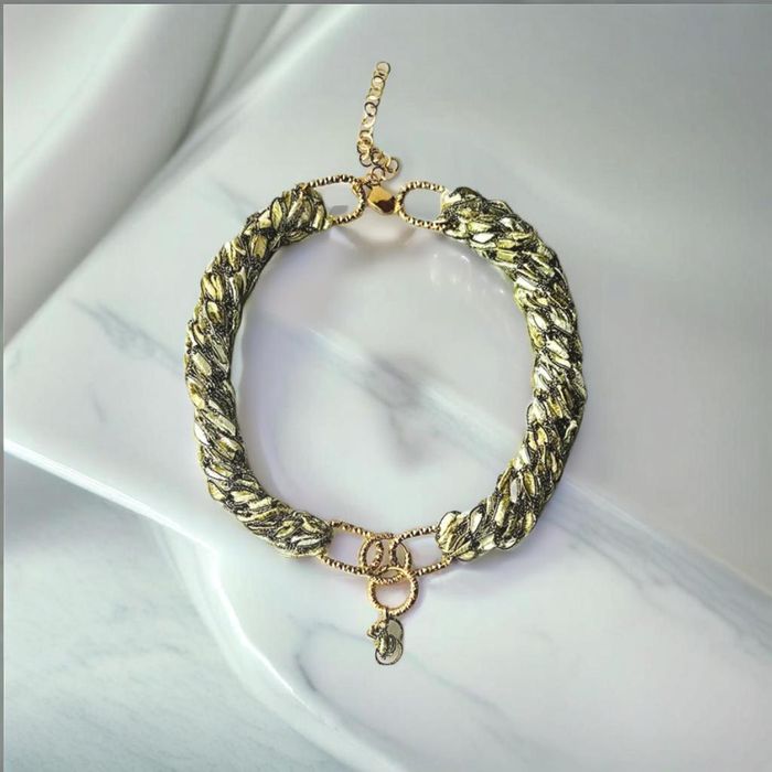LUNA CHAMPAGNE FABRIC NECKLACE -HANDMADE IN LONDON