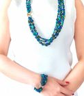 TRIFECTA PEACOCK FABRIC NECKALCE - HANDMADE IN LONDON