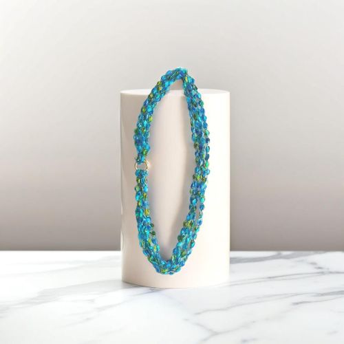 TRIFECTA PEACOCK FABRIC NECKALCE - HANDMADE IN LONDON