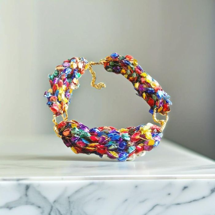 CHLOE RAINBOW FABRIC NECKLACE HANDMADE IN LONDON Spring Fair 2025