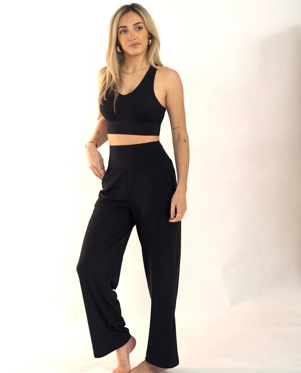 Wide leg yoga trousers