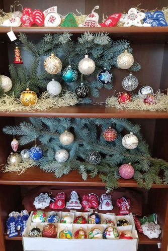 Hand-painted Christmas glass baubles