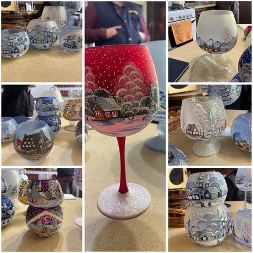 Hand-painted glass candle holders