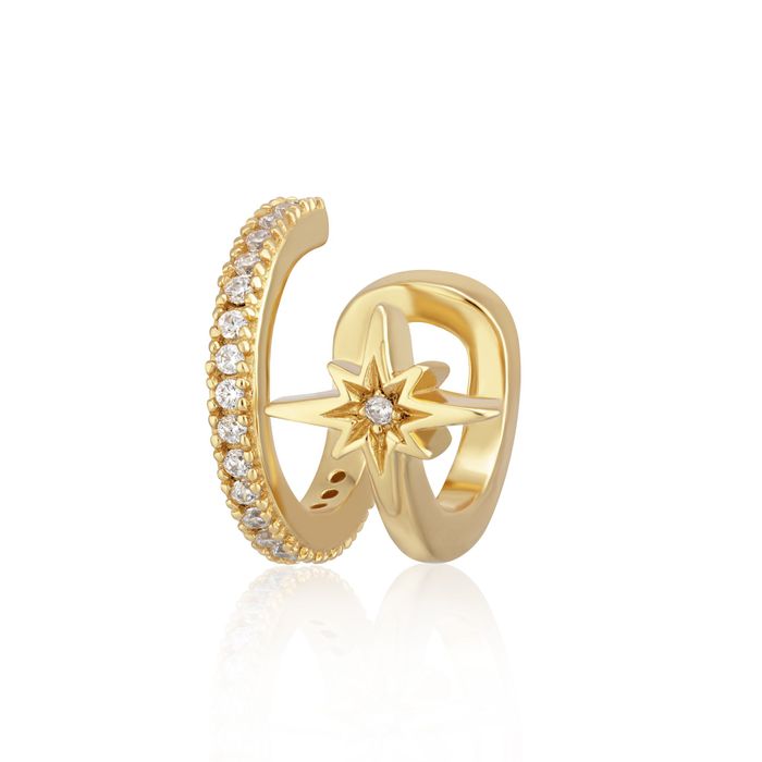 Star Double Band Small Single Ear Cuff